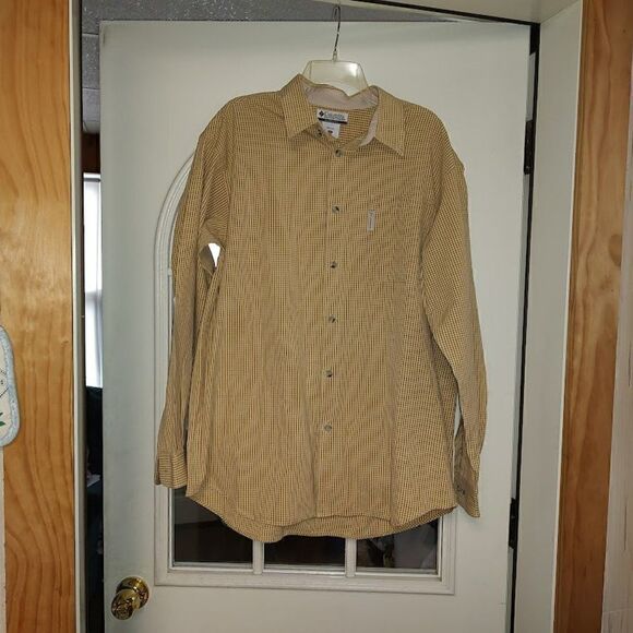 Columbia Yellow Checked Long Sleeved Button Down Shirt Size Men's XL - Picture 1 of 2